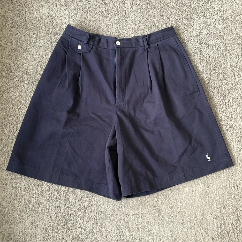 VGC Vintage Navy Ralph Lauren Cotton Shorts - Size 14